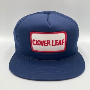 Vintage Clover Leaf Trucker Hat Navy‎ Blue Mesh Snapback Adult One Size Fits All